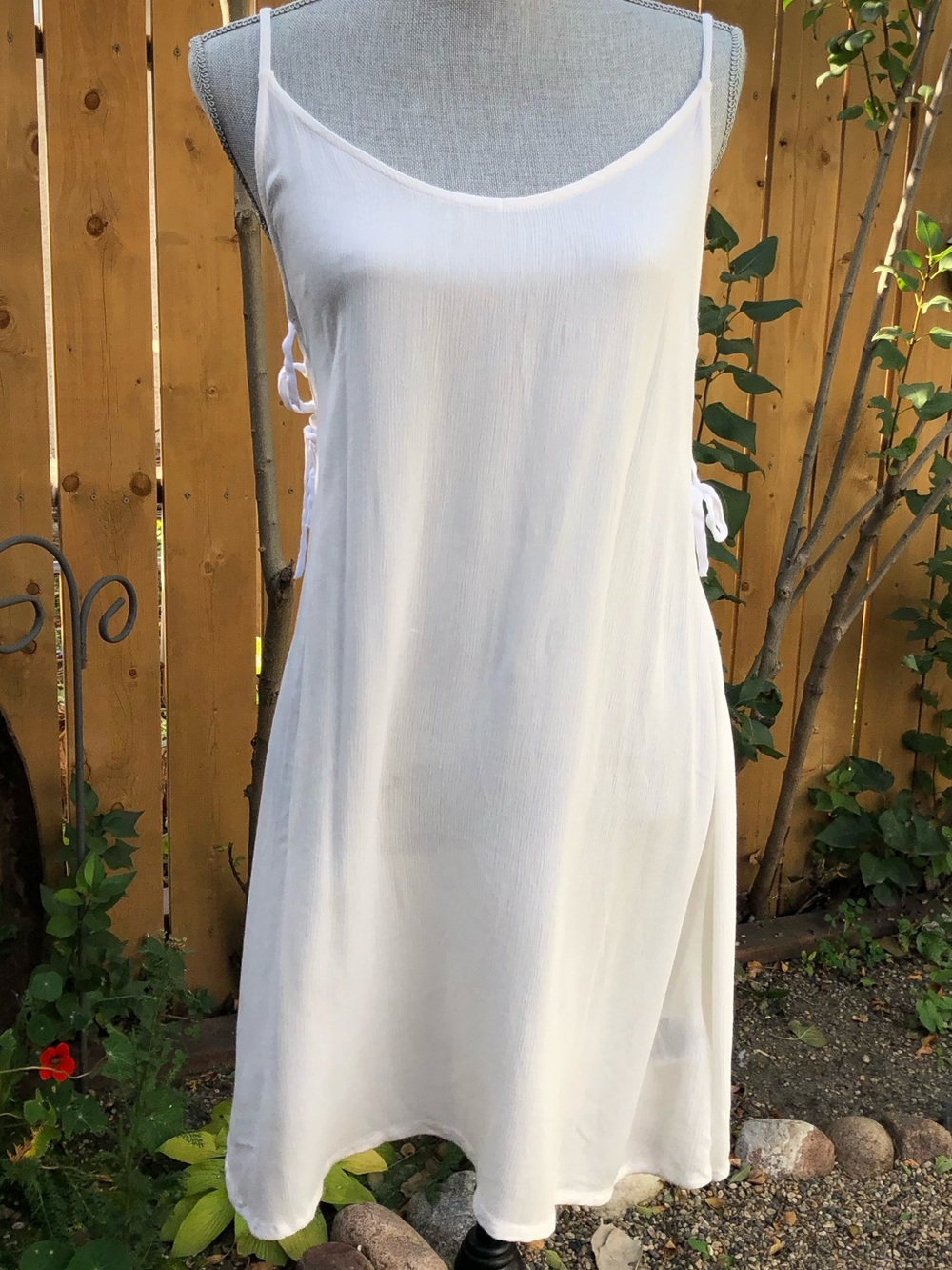 Roxy White Slip Camisole Dress with Side Ties